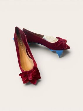 Jack Rogers Burgundy Velvet Knot Front Flats size 11 M ladies new with box event